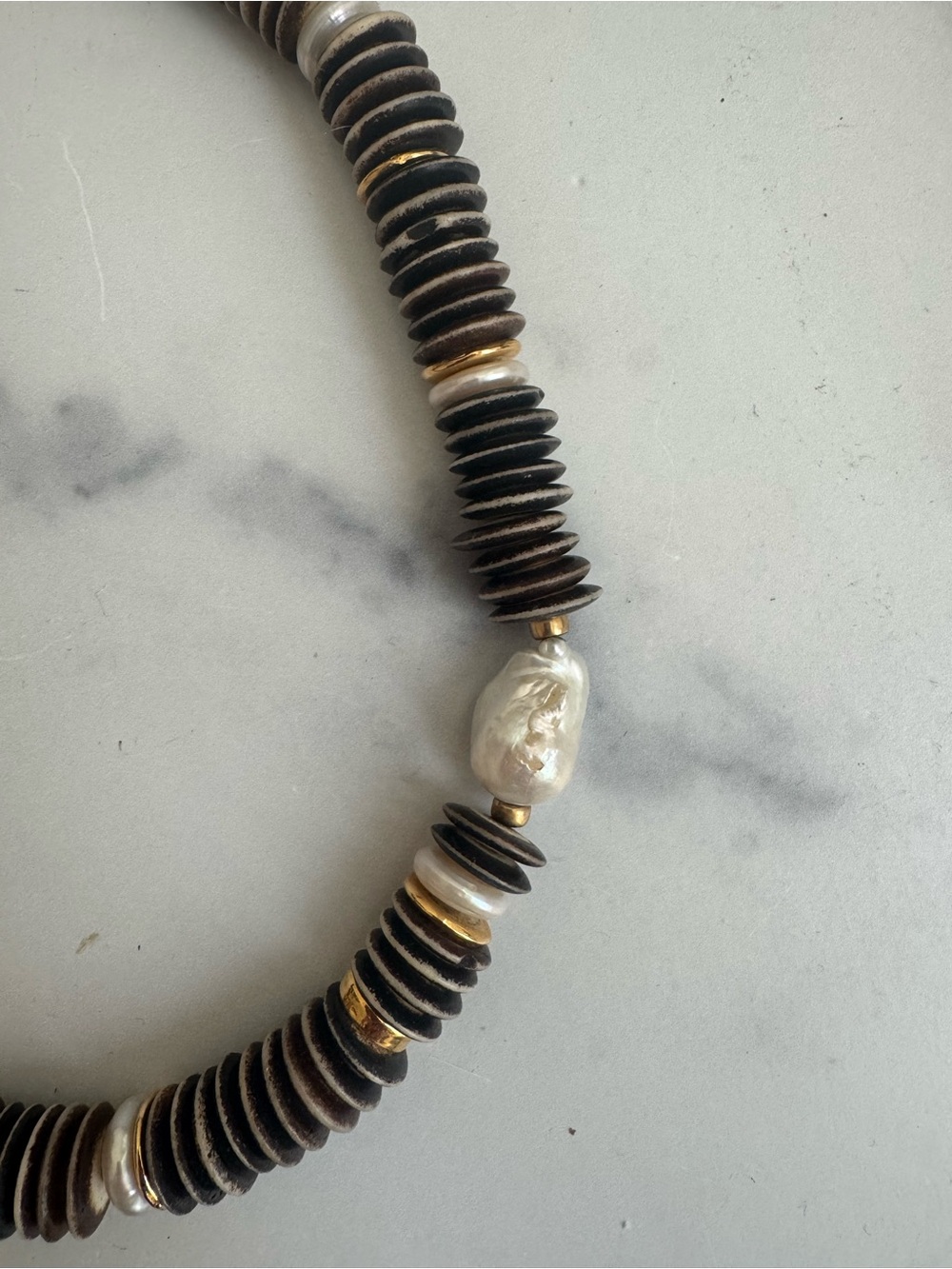 Lizzie Fortunato Bilbao Collar Necklace Disc Necklace with Pearl & Gold Accents - Picture 5 of 9